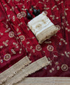 Maroon Space Satin Sequin Bits Work Saree for Party Wear | RD RAADO
