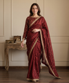 Maroon Space Satin Sequin Saree with Mirror Lace Border | RD SANVI