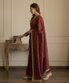 Maroon Space Satin Sequin Saree with Mirror Lace Border | RD SANVI