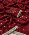 Maroon Space Satin Sequin Saree with Mirror Lace Border | RD SANVI