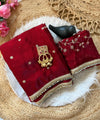 Maroon Space Satin Sequin Saree with Mirror Lace Border | RD SANVI