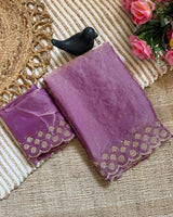 Mauve Space Silk Jarkan Work Saree for Wedding & Party | RD TAMANAH