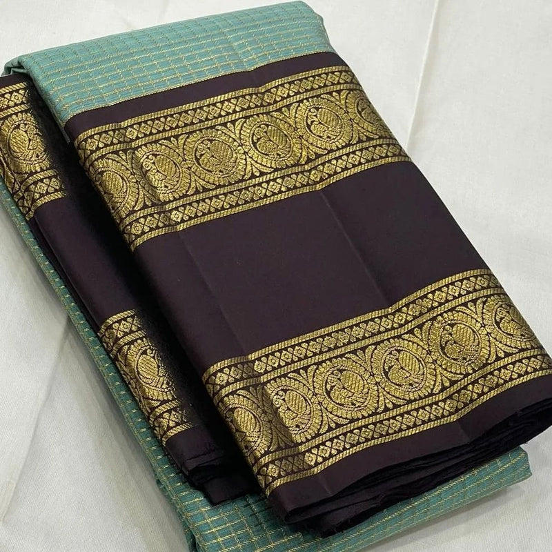 Mint Green Kanjivaram Silk Saree | Festive & Party Wear