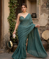Mint Green Rangoli Crush Saree with Sequin Bits Blouse | RD VIAANA