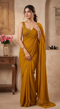 Mustard Bollywood Designer Saree | Party & Festive Wear
