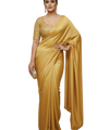 Mustard Satin Bollywood Saree with Moti Work Designer Blouse | RD DIVISHA