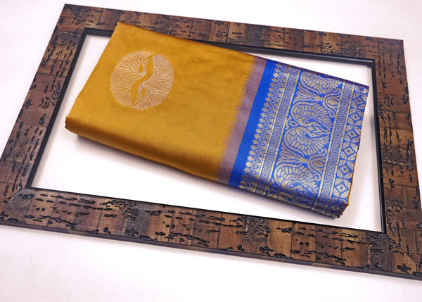 Mustard Yellow Banarasi Silk Saree | Festive & Party Wear