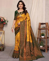 Mustard Yellow Jacquard Silk Saree | Ethnic Wear for Women