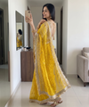 Mustard Yellow Space Satin Sequence Work Saree for Party & Wedding | RD APEXA
