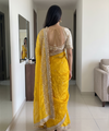 Mustard Yellow Space Satin Sequence Work Saree for Party & Wedding | RD APEXA