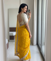 Mustard Yellow Space Satin Sequence Work Saree for Party & Wedding | RD APEXA