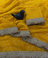 Musturd Yellow Moss Satin Saree with Maharani Big Border | RD PRIYA