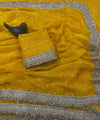 Musturd Yellow Moss Satin Saree with Maharani Big Border | RD PRIYA