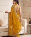 Musturd Yellow Satin Saree with Zari Weaving & Siroski Border | RD TANISHKA