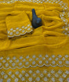 Musturd Yellow Satin Saree with Zari Weaving & Siroski Border | RD TANISHKA