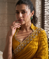 Musturd Yellow Satin Saree with Zari Weaving & Siroski Border | RD TANISHKA