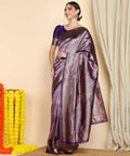 Navy Blue Banarasi Silk Saree | Bridal & Festive Wear