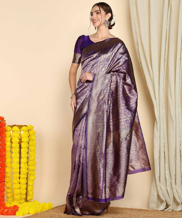 Navy Blue Banarasi Silk Saree | Bridal & Festive Wear