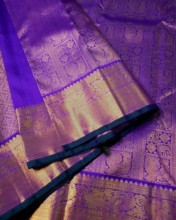 Navy Blue Banarasi Silk Saree | Bridal & Festive Wear
