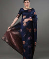 Navy Blue Banarasi Silk Saree | Ethnic Wear for Women