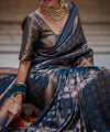 Navy Blue Banarasi Silk Saree | Ethnic Wear for Women