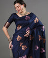 Navy Blue Banarasi Silk Saree | Ethnic Wear for Women