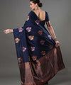 Navy Blue Banarasi Silk Saree | Ethnic Wear for Women