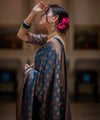 Navy Blue Banarasi Silk Saree | Ethnic Wear for Women