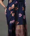 Navy Blue Banarasi Silk Saree | Ethnic Wear for Women