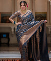 Navy Blue Banarasi Silk Saree | Ethnic Wear for Women