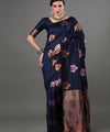 Navy Blue Banarasi Silk Saree | Ethnic Wear for Women
