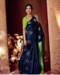 Navy Blue Banarasi Silk Saree | Festival & Ceremony Wear