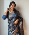 Navy Blue Banarasi Silk Saree | Festival & Ceremony Wear