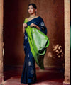 Navy Blue Banarasi Silk Saree | Festival & Ceremony Wear