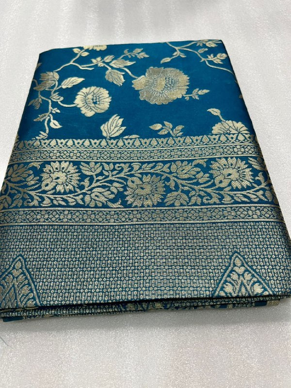 Navy Blue Banarasi Silk Saree | Festival & Ceremony Wear