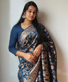 Navy Blue Banarasi Silk Saree | Festival & Ceremony Wear