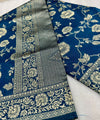 Navy Blue Banarasi Silk Saree | Festival & Ceremony Wear