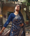 Navy Blue Banarasi Silk Saree | Festival & Ceremony Wear