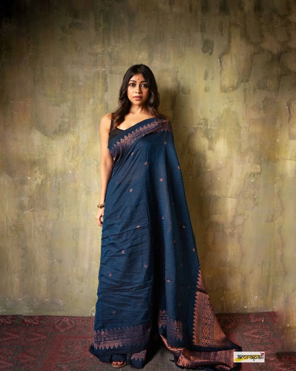 Navy Blue Banarasi Silk Saree | Festive & Party Wear detail view