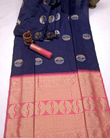 Navy Blue Banarasi Silk Saree | Festive & Party Wear