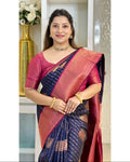 Navy Blue Banarasi Silk Saree | Festive & Party Wear
