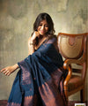 Navy Blue Banarasi Silk Saree | Festive & Party Wear