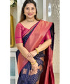 Navy Blue Banarasi Silk Saree | Festive & Party Wear