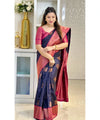 Navy Blue Banarasi Silk Saree | Festive & Party Wear
