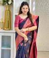 Navy Blue Banarasi Silk Saree | Festive & Party Wear