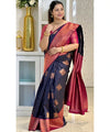 Navy Blue Banarasi Silk Saree | Festive & Party Wear