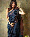Navy Blue Banarasi Silk Saree | Festive & Party Wear