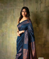 Navy Blue Banarasi Silk Saree | Festive & Party Wear
