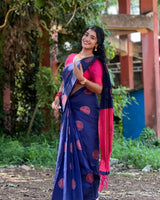 Navy Blue Banarasi Silk Saree | Traditional Wedding Wear
