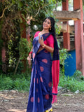 Navy Blue Banarasi Silk Saree | Traditional Wedding Wear